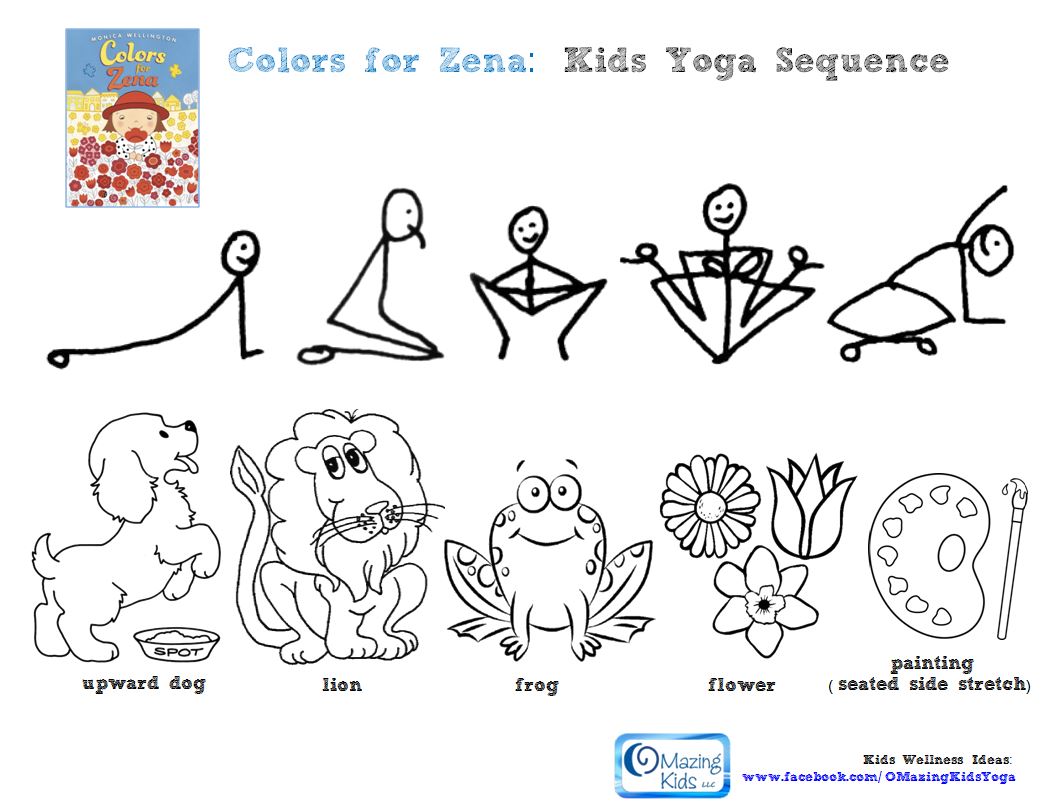 greenColors for Zena kids yoga sequence click pic to open 1 page PDF bar greenpicture book monthgiveawaygrass green divider barcrayons divider