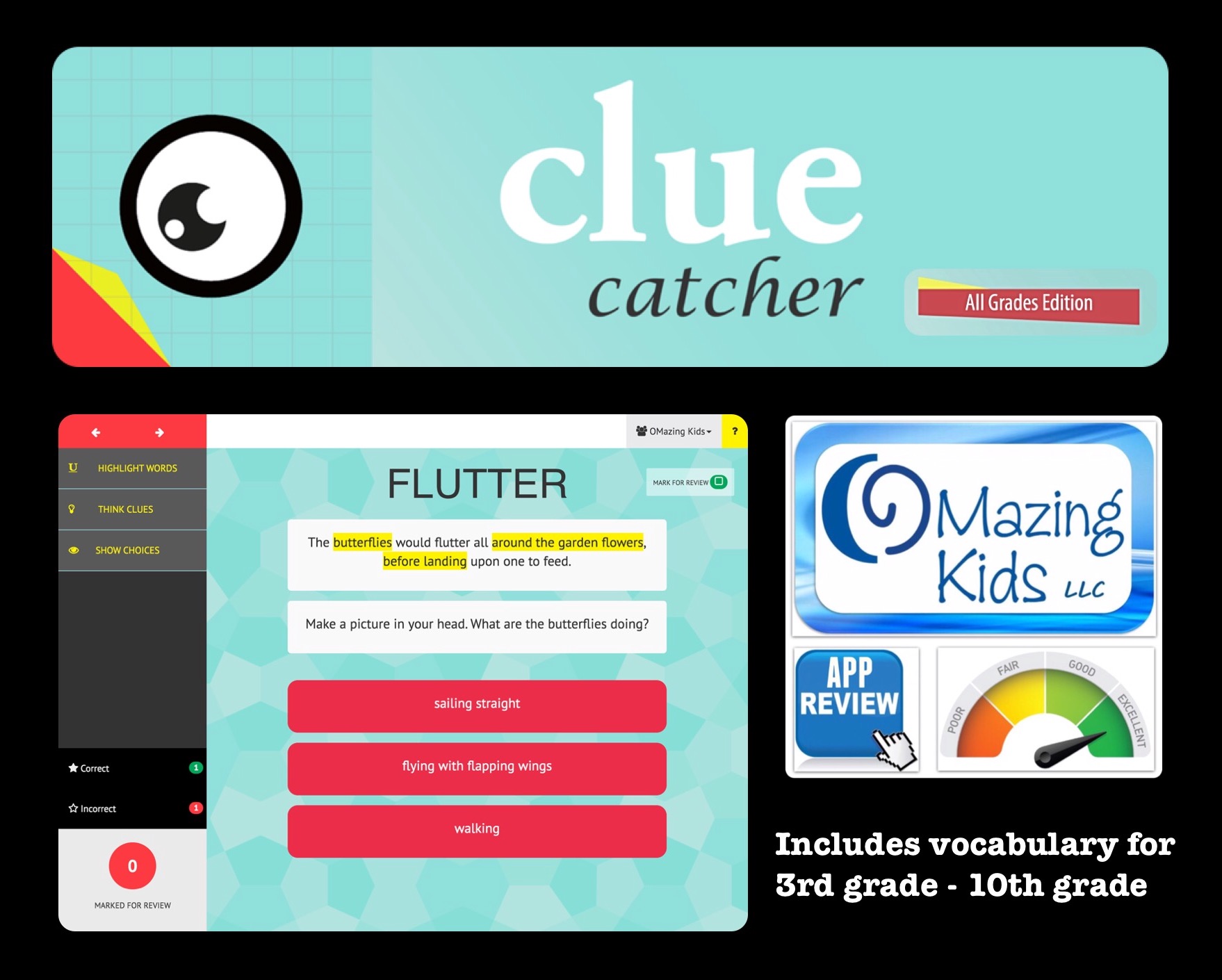 {App Review} Clue Catcher All Grades Edition app OMazing Kids AAC